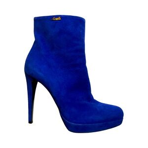 Loriblu Stiletto Heel Blue Suede Ankle Booties Stunning Size 37 US Size 7